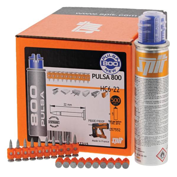SPIT PULSA HC6-22 Nägel, 22 mm, 500-Stück-Packung inklusive Gas